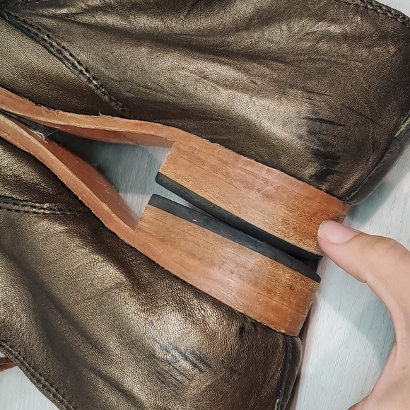 Free People Jim Barnier Womens Boho Leather Moto Heels shoes sz 9.5 USA - Picture 10 of 16